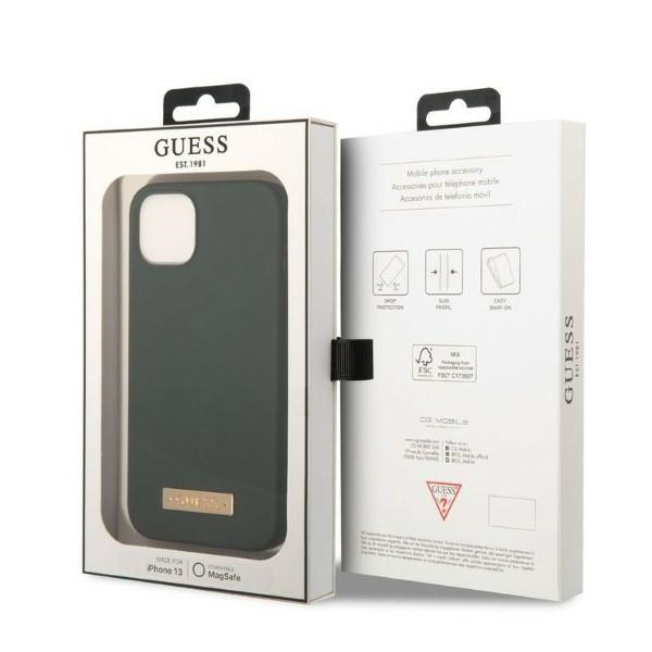 iTok webáruház - Guess Guess GUHMP13MSBPLA iPhone 13 6,1 hüvelykes szilikon tok – zöld 8 Guess GUHMP13MSBPLA iPhone 13 6.1" green/khaki hard case Silicone Logo Plate MagSafe