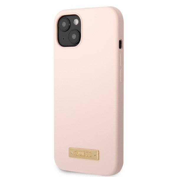 iTok webáruház - Guess Guess GUHMP13MSBPLP iPhone 13 6,1" rózsaszín szilikontok MagSafe 2 Guess GUHMP13MSBPLP iPhone 13 6.1" pink/pink hard case Silicone Logo Plate MagSafe