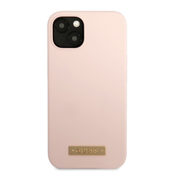 iTok webáruház - Guess Guess GUHMP13MSBPLP iPhone 13 6,1" rózsaszín szilikontok MagSafe 3 Guess GUHMP13MSBPLP iPhone 13 6.1" pink/pink hard case Silicone Logo Plate MagSafe