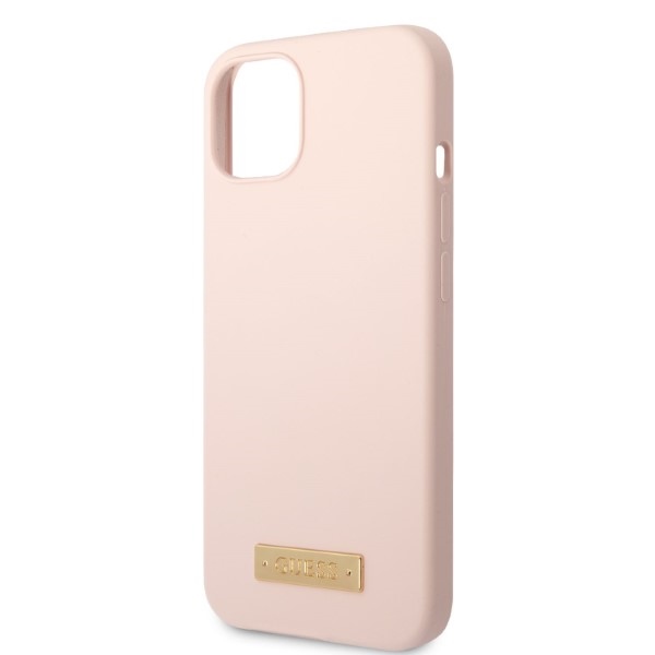 iTok webáruház - Guess Guess GUHMP13MSBPLP iPhone 13 6,1" rózsaszín szilikontok MagSafe 6 Guess GUHMP13MSBPLP iPhone 13 6.1" pink/pink hard case Silicone Logo Plate MagSafe