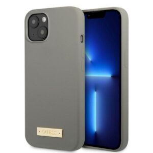 Guess GUHMP13MSPLG szilikon tok iPhone 13-hoz, MagSafe, szürke