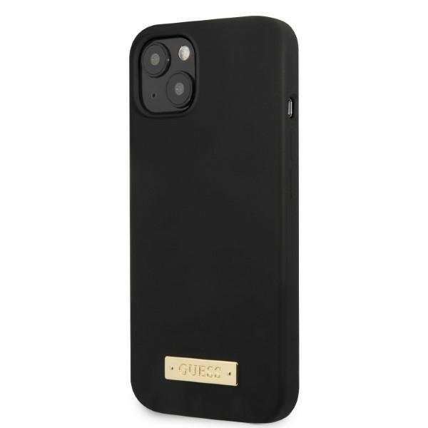 iTok webáruház - Guess Guess GUHMP13MSPLK iPhone 13 6,1 hüvelykes szilikon tok MagSafe logólemezzel – fekete 2 Guess GUHMP13MSPLK iPhone 13 6.1" black/black hard case Silicone Logo Plate MagSafe