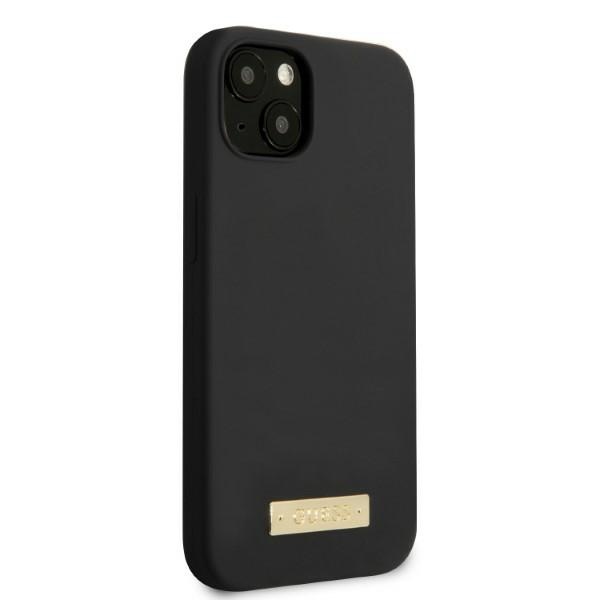 iTok webáruház - Guess Guess GUHMP13MSPLK iPhone 13 6,1 hüvelykes szilikon tok MagSafe logólemezzel – fekete 4 Guess GUHMP13MSPLK iPhone 13 6.1" black/black hard case Silicone Logo Plate MagSafe