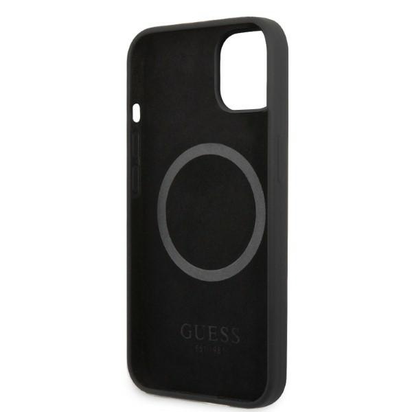 iTok webáruház - Guess Guess GUHMP13MSPLK iPhone 13 6,1 hüvelykes szilikon tok MagSafe logólemezzel – fekete 7 Guess GUHMP13MSPLK iPhone 13 6.1" black/black hard case Silicone Logo Plate MagSafe