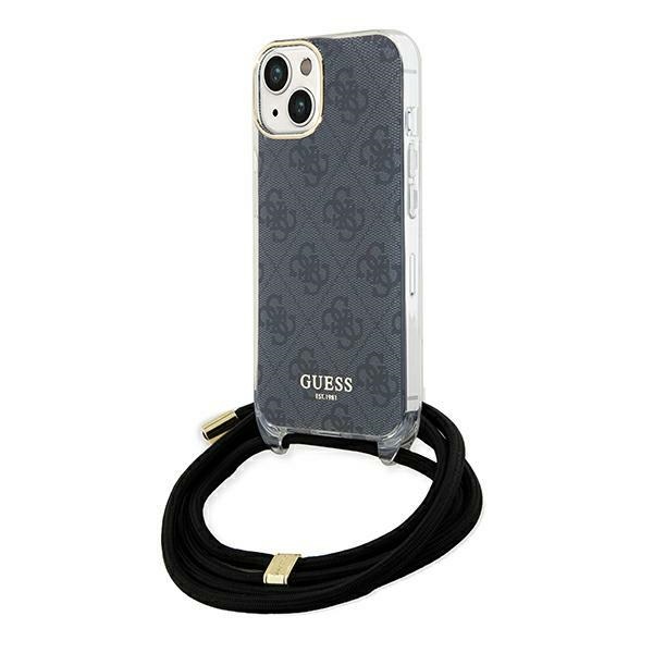 iTok webáruház - Guess Guess Crossbody Cord 4G Print tok iPhone 15/14/13 6,1" (fekete) 1 Guess Crossbody Cord 4G Print Case for iPhone 15/14/13 (fekete)