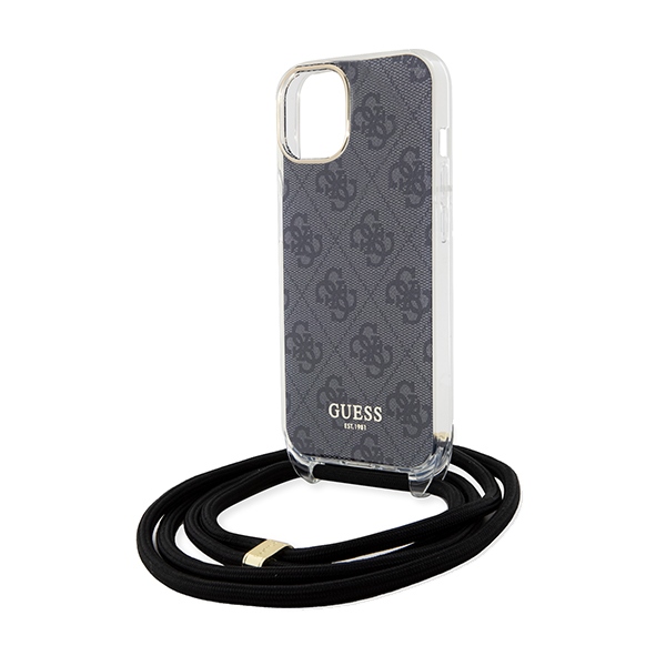 iTok webáruház - Guess Guess Crossbody Cord 4G Print tok iPhone 15/14/13 6,1" (fekete) 5 Guess Crossbody Cord 4G Print Case for iPhone 15/14/13 (fekete)