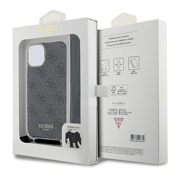 iTok webáruház - Guess Guess Crossbody Cord 4G Print tok iPhone 15/14/13 6,1" (fekete) 7 Guess Crossbody Cord 4G Print Case for iPhone 15/14/13 (fekete)