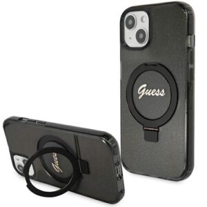 Guess Ring Stand Script Glitter MagSafe tok iPhone 13/14/15 készülékhez (fekete)