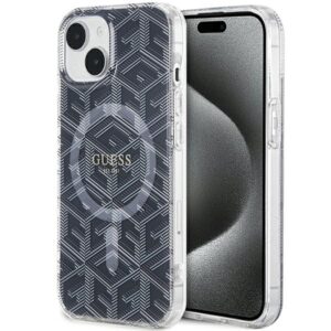 Guess IML GCube MagSafe tok iPhone 15 / 14 / 13 készülékhez (fekete)