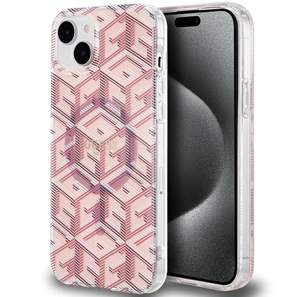 iTok webáruház - Guess Guess IML GCube MagSafe tok iPhone 15 / 14 / 13 készülékhez (rózsaszín) 1 Guess IML GCube MagSafe case for iPhone 15 / 14 / 13 (rózsaszín)