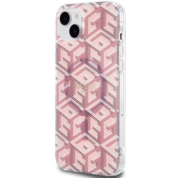 iTok webáruház - Guess Guess IML GCube MagSafe tok iPhone 15 / 14 / 13 készülékhez (rózsaszín) 2 Guess IML GCube MagSafe case for iPhone 15 / 14 / 13 (rózsaszín)