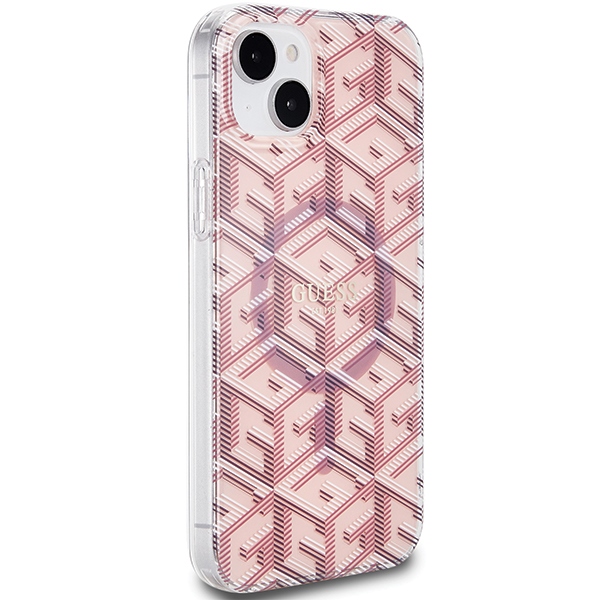 iTok webáruház - Guess Guess IML GCube MagSafe tok iPhone 15 / 14 / 13 készülékhez (rózsaszín) 4 Guess IML GCube MagSafe case for iPhone 15 / 14 / 13 (rózsaszín)