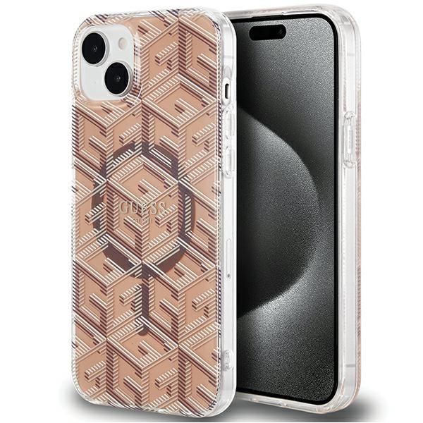 iTok webáruház - Guess Guess IML GCube MagSafe tok iPhone 15 / 14 / 13 készülékhez (barna) 1 Guess IML GCube MagSafe case for iPhone 15 / 14 / 13 (barna)