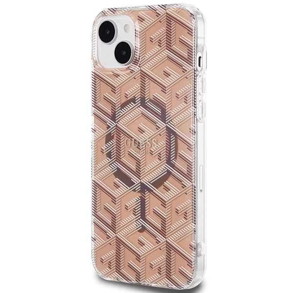 iTok webáruház - Guess Guess IML GCube MagSafe tok iPhone 15 / 14 / 13 készülékhez (barna) 2 Guess IML GCube MagSafe case for iPhone 15 / 14 / 13 (barna)