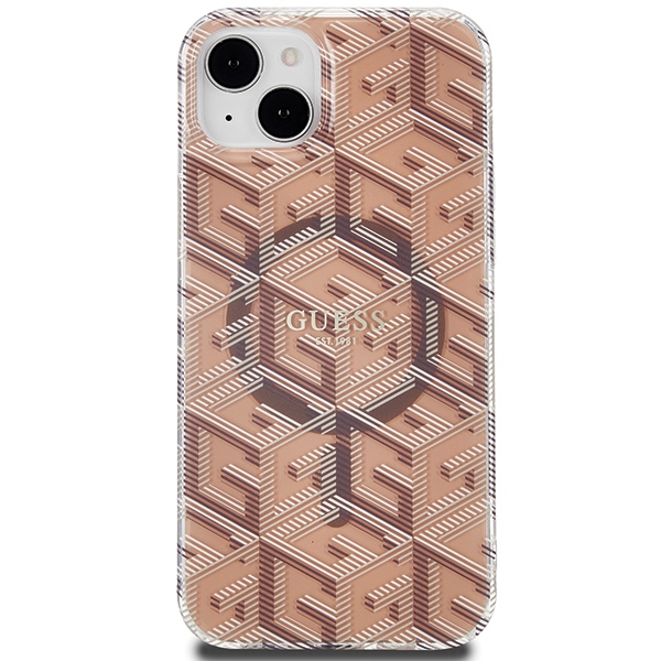 iTok webáruház - Guess Guess IML GCube MagSafe tok iPhone 15 / 14 / 13 készülékhez (barna) 3 Guess IML GCube MagSafe case for iPhone 15 / 14 / 13 (barna)