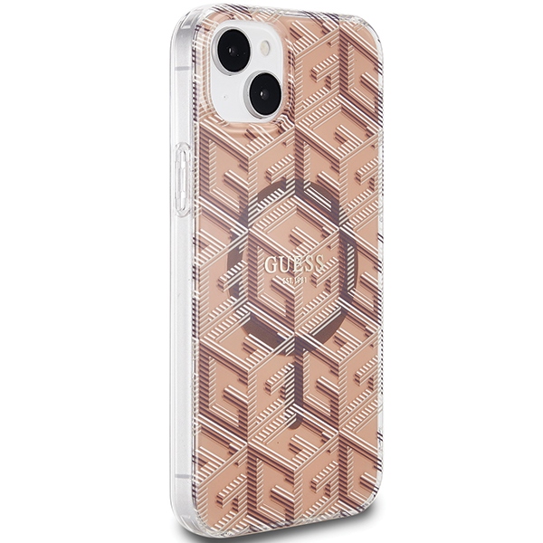iTok webáruház - Guess Guess IML GCube MagSafe tok iPhone 15 / 14 / 13 készülékhez (barna) 4 Guess IML GCube MagSafe case for iPhone 15 / 14 / 13 (barna)