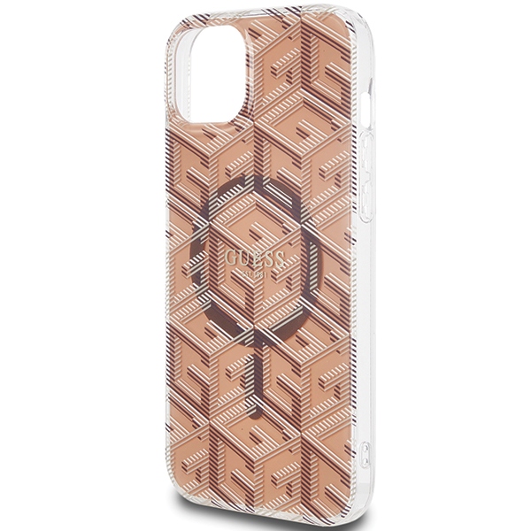 iTok webáruház - Guess Guess IML GCube MagSafe tok iPhone 15 / 14 / 13 készülékhez (barna) 6 Guess IML GCube MagSafe case for iPhone 15 / 14 / 13 (barna)