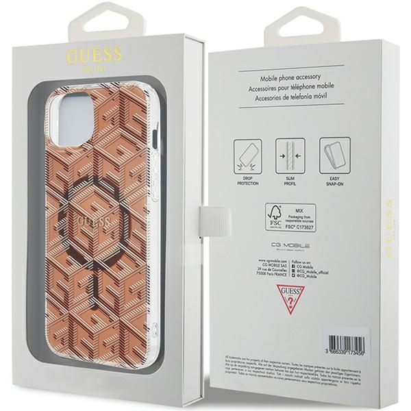 iTok webáruház - Guess Guess IML GCube MagSafe tok iPhone 15 / 14 / 13 készülékhez (barna) 8 Guess IML GCube MagSafe case for iPhone 15 / 14 / 13 (barna)