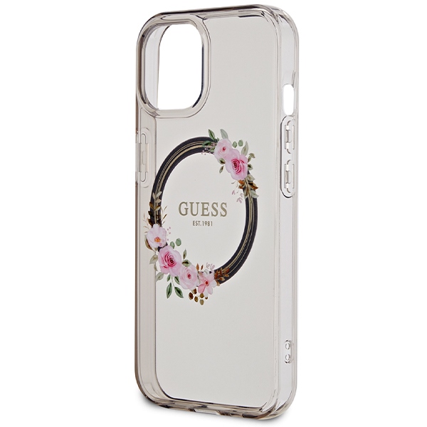 iTok webáruház - Guess Guess IML Flowers Wreath MagSafe tok iPhone 15 / 14 / 13 készülékhez (fekete) 6 Guess IML Flowers Wreath MagSafe case for iPhone 15 / 14 / 13 (fekete)