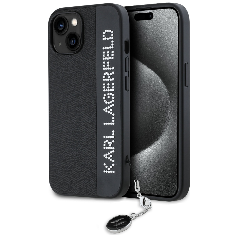 iTok webáruház - Karl Lagerfeld Karl Lagerfeld Saffiano Rhinestones & Charm tok iPhone 15/14/13 készülékhez (fekete) 1 Karl Lagerfeld Saffiano Rhinestones & Charm case for iPhone 15 / 14 / 13 (fekete)