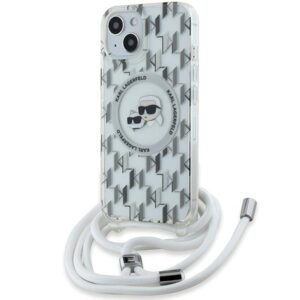 Karl Lagerfeld IML Crossbody Monogram Karl & Choupette Head MagSafe tok iPhone 15 / 14 / 13 készülékhez (átlátszó)