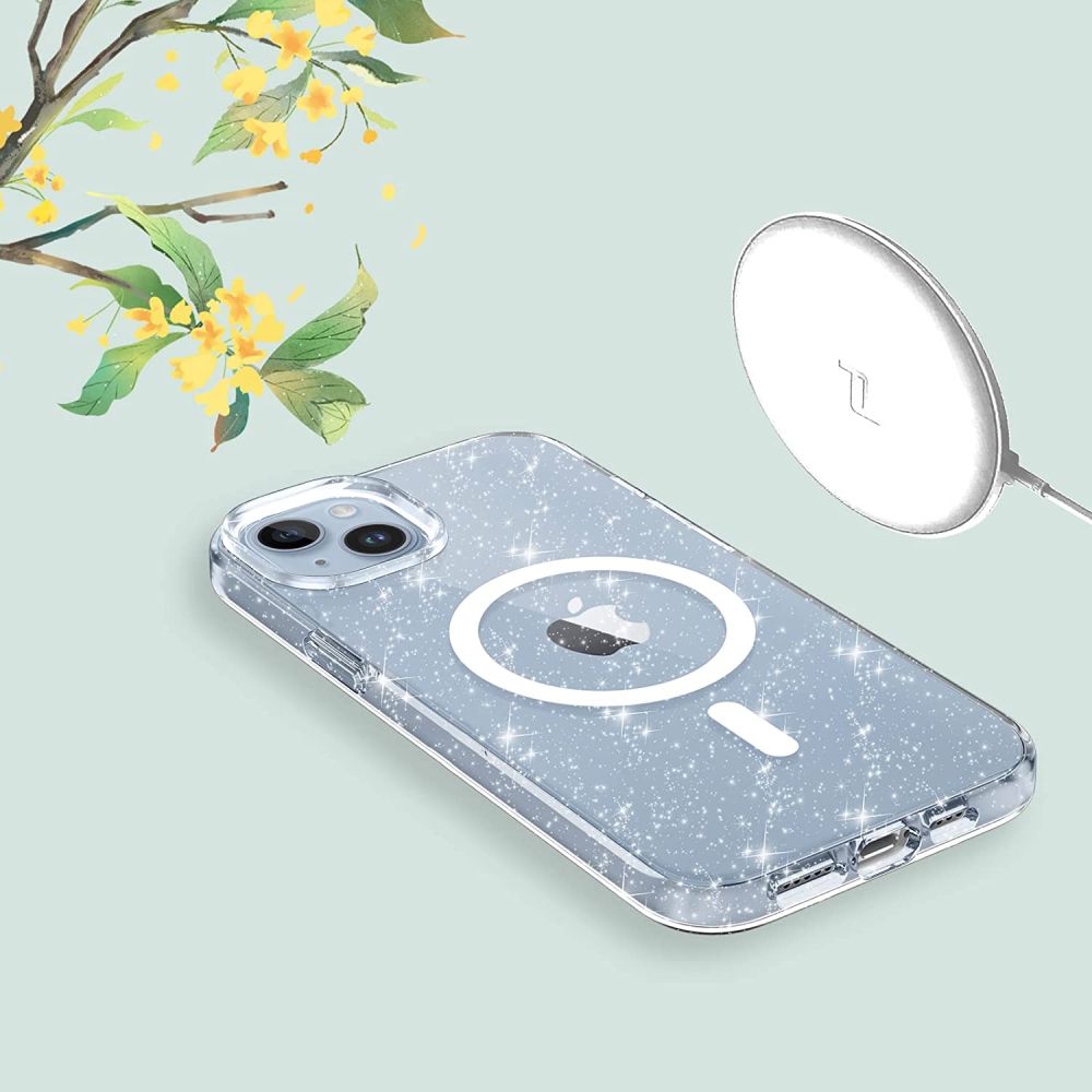 iTok webáruház - Tech-Protect Tech-Protect FlexAir Hybrid MagSafe iPhone 13/14 tok (átlátszó csillámos) 4 Tech-Protect FlexAir Hybrid MagSafe iPhone 13/14 Case (átlátszó csillámos)
