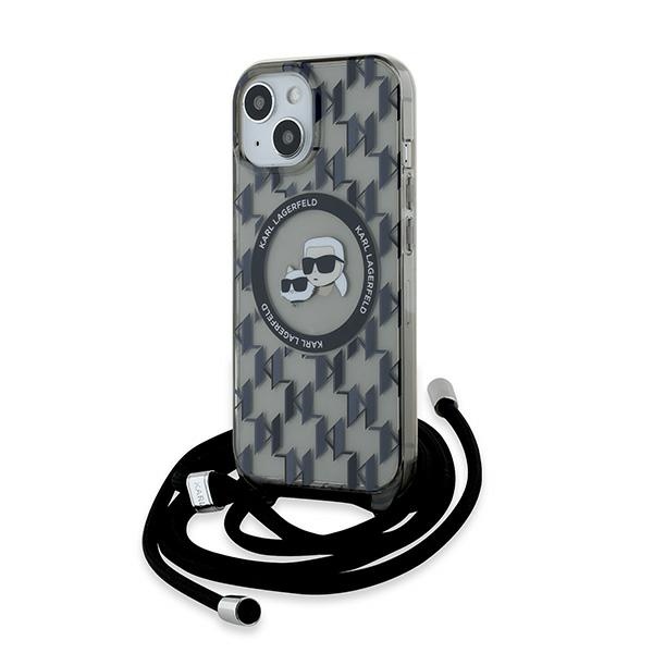 iTok webáruház - Karl Lagerfeld Karl Lagerfeld IML Crossbody Monogram Karl & Choupette Head MagSafe tok iPhone 15/14/13-hoz (fekete) 1 Karl Lagerfeld IML Crossbody Monogram Karl & Choupette Head MagSafe Case for iPhone 15 / 14 / 13 (fekete)