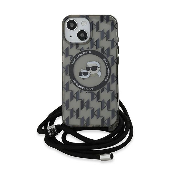 iTok webáruház - Karl Lagerfeld Karl Lagerfeld IML Crossbody Monogram Karl & Choupette Head MagSafe tok iPhone 15/14/13-hoz (fekete) 2 Karl Lagerfeld IML Crossbody Monogram Karl & Choupette Head MagSafe Case for iPhone 15 / 14 / 13 (fekete)
