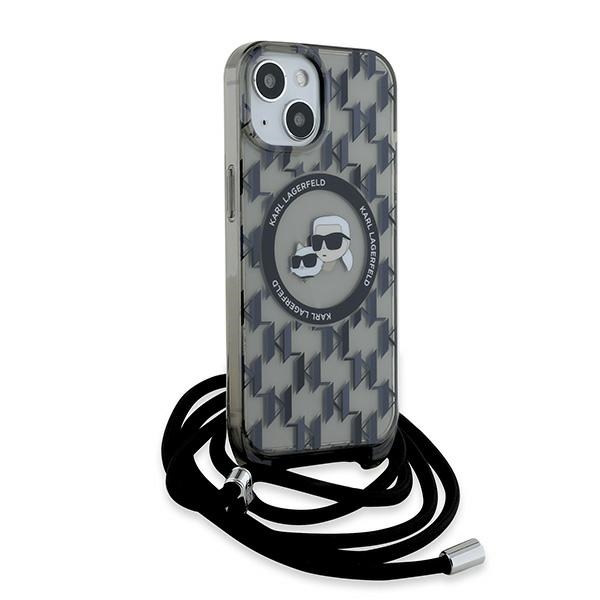 iTok webáruház - Karl Lagerfeld Karl Lagerfeld IML Crossbody Monogram Karl & Choupette Head MagSafe tok iPhone 15/14/13-hoz (fekete) 3 Karl Lagerfeld IML Crossbody Monogram Karl & Choupette Head MagSafe Case for iPhone 15 / 14 / 13 (fekete)