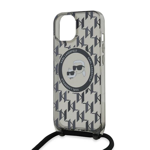 iTok webáruház - Karl Lagerfeld Karl Lagerfeld IML Crossbody Monogram Karl & Choupette Head MagSafe tok iPhone 15/14/13-hoz (fekete) 5 Karl Lagerfeld IML Crossbody Monogram Karl & Choupette Head MagSafe Case for iPhone 15 / 14 / 13 (fekete)