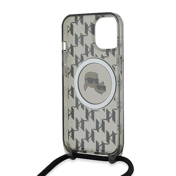 iTok webáruház - Karl Lagerfeld Karl Lagerfeld IML Crossbody Monogram Karl & Choupette Head MagSafe tok iPhone 15/14/13-hoz (fekete) 6 Karl Lagerfeld IML Crossbody Monogram Karl & Choupette Head MagSafe Case for iPhone 15 / 14 / 13 (fekete)