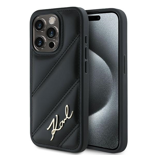iTok webáruház - Karl Lagerfeld Karl Lagerfeld Diagonal Quilted Script tok iPhone 14 / 15 / 13 készülékhez (fekete) 1 Karl Lagerfeld Diagonal Quilted Script case for iPhone 14 / 15 / 13 (fekete)
