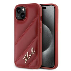 Karl Lagerfeld Diagonal Quilted Script tok iPhone 15 / 14 / 13 készülékhez (piros)