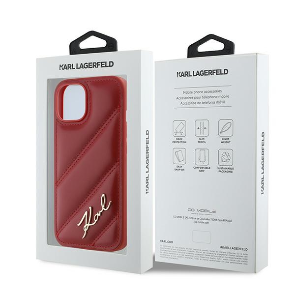 iTok webáruház - Karl Lagerfeld Karl Lagerfeld Diagonal Quilted Script tok iPhone 15 / 14 / 13 készülékhez (piros) 8 Karl Lagerfeld Diagonal Quilted Script case for iPhone 15 / 14 / 13 (piros)