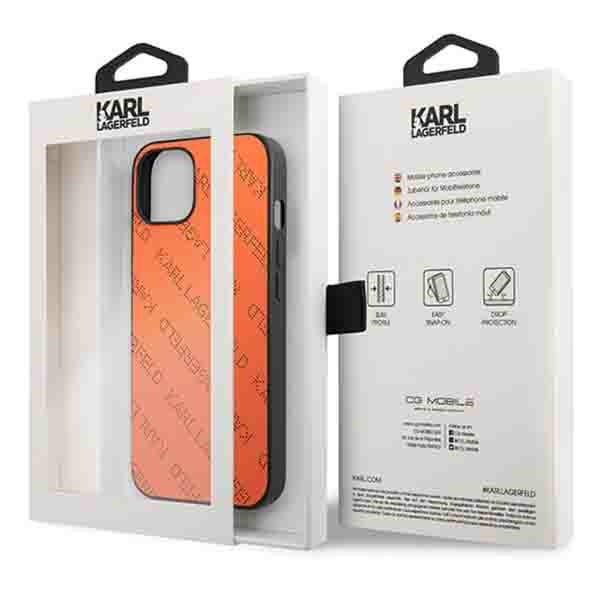 iTok webáruház - Karl Lagerfeld Karl Lagerfeld Perforated Allover tok iPhone 13 / 14 / 15 6,1 hüvelykes készülékhez (narancssárga) 8 Karl Lagerfeld Perforated Allover Case for iPhone 13 / 14 / 15 6.1" (narancssárga)