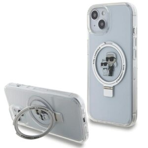 Karl Lagerfeld KLHMP15SHMRSKCH iPhone 15 / 14 / 13 6,1 hüvelykes Ring Stand Karl & Choupette MagSafe tok, fehér