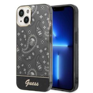 Guess Bandana Paisley tok iPhone 14 / 15 / 13 6,1 hüvelykes készülékekhez (fekete)