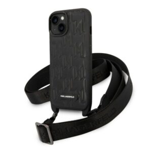 Karl Lagerfeld Monogram Plaque Logo tok iPhone 14 / 15 / 13 6,1 hüvelykes (fekete)