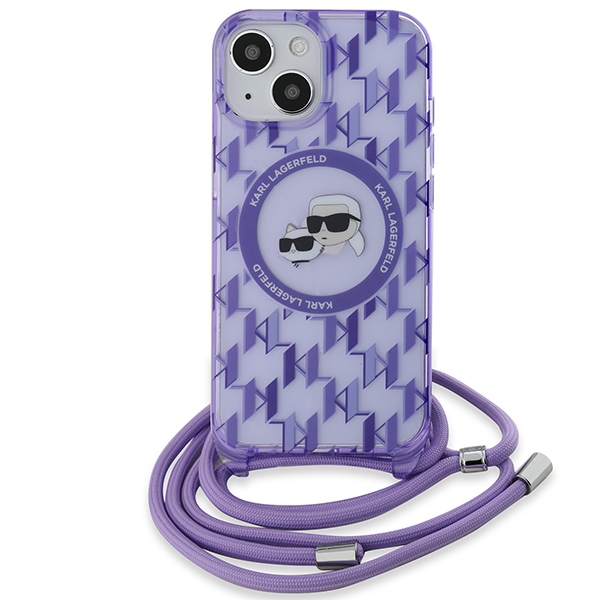 iTok webáruház - Karl Lagerfeld Karl Lagerfeld IML Crossbody Monogram Karl & Choupette Head MagSafe tok iPhone 15/14/13 készülékhez (lila) 2 Karl Lagerfeld IML Crossbody Monogram Karl & Choupette Head MagSafe case for iPhone 15 / 14 / 13 (lila)