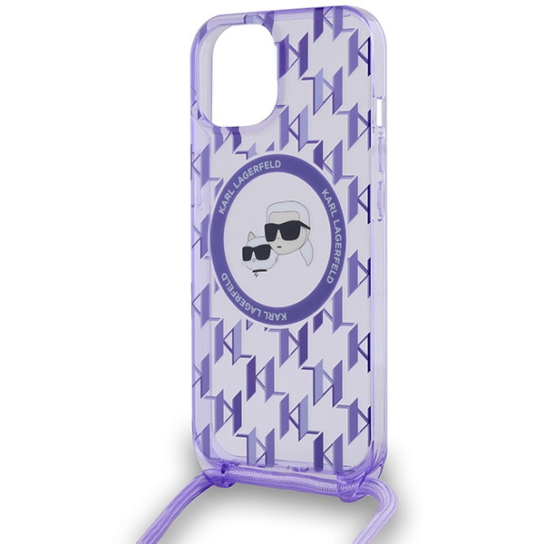 iTok webáruház - Karl Lagerfeld Karl Lagerfeld IML Crossbody Monogram Karl & Choupette Head MagSafe tok iPhone 15/14/13 készülékhez (lila) 5 Karl Lagerfeld IML Crossbody Monogram Karl & Choupette Head MagSafe case for iPhone 15 / 14 / 13 (lila)
