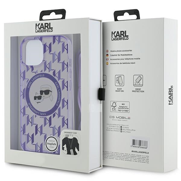 iTok webáruház - Karl Lagerfeld Karl Lagerfeld IML Crossbody Monogram Karl & Choupette Head MagSafe tok iPhone 15/14/13 készülékhez (lila) 7 Karl Lagerfeld IML Crossbody Monogram Karl & Choupette Head MagSafe case for iPhone 15 / 14 / 13 (lila)