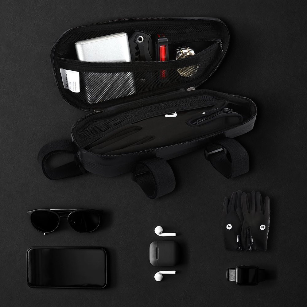 iTok webáruház - Wozinsky Wozinsky WBB10BK kerékpáros váztáska 1,5 l, fekete 6 Wozinsky Bicycle Frame Bag 1.5L Black (WBB10BK)