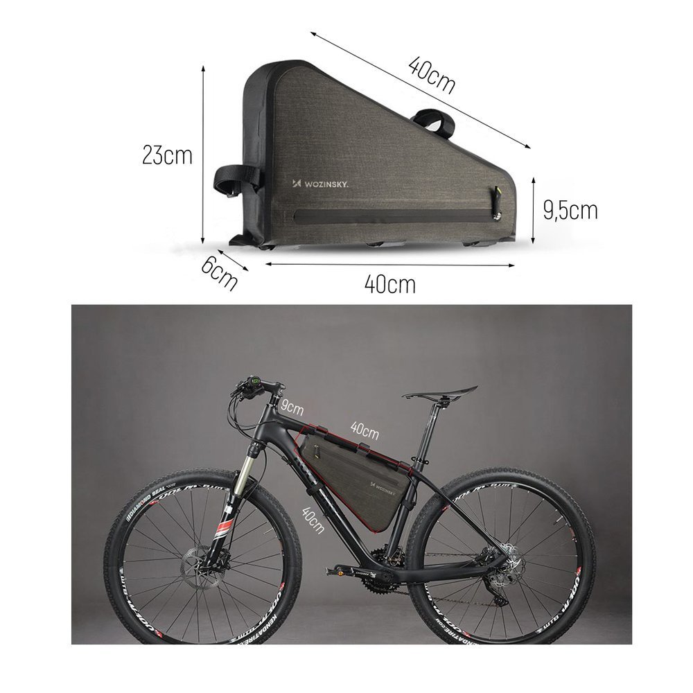 iTok webáruház - Wozinsky Wozinsky WBB15BK 3,5 literes szürke kerékpáros váztáska 7 Wozinsky Bicycle Frame Bag 3.5L Gray (WBB15BK)