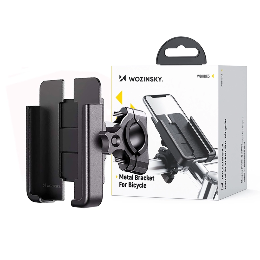 iTok webáruház - Wozinsky Wozinsky WBHBK3 fém telefontartó kerékpárhoz és rollerhez, fekete 6 Wozinsky metal bicycle phone holder, scooters black (WBHBK3)