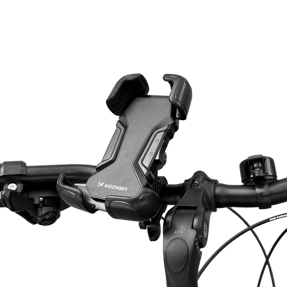 iTok webáruház - Wozinsky Wozinsky WBHBK6 erős telefontartó kerékpárhoz, motorhoz és rollerhez, fekete 4 Wozinsky strong phone holder for bicycle, motorcycle, scooter handlebars, black (WBHBK6)