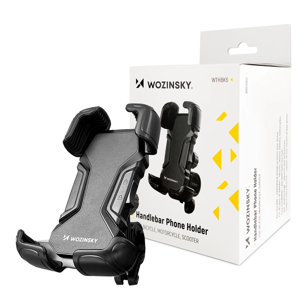 iTok webáruház - Wozinsky Wozinsky WBHBK6 erős telefontartó kerékpárhoz, motorhoz és rollerhez, fekete 5 Wozinsky strong phone holder for bicycle, motorcycle, scooter handlebars, black (WBHBK6)