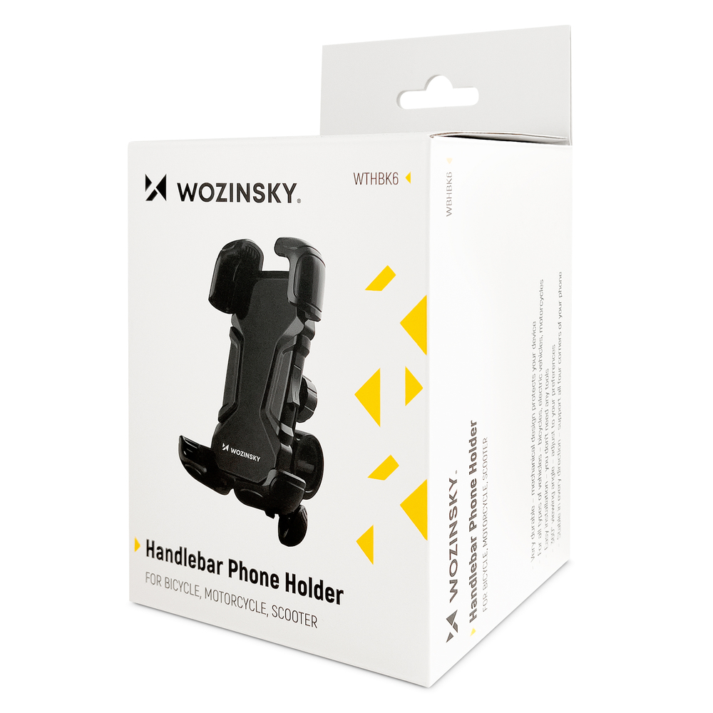 iTok webáruház - Wozinsky Wozinsky WBHBK6 erős telefontartó kerékpárhoz, motorhoz és rollerhez, fekete 6 Wozinsky strong phone holder for bicycle, motorcycle, scooter handlebars, black (WBHBK6)