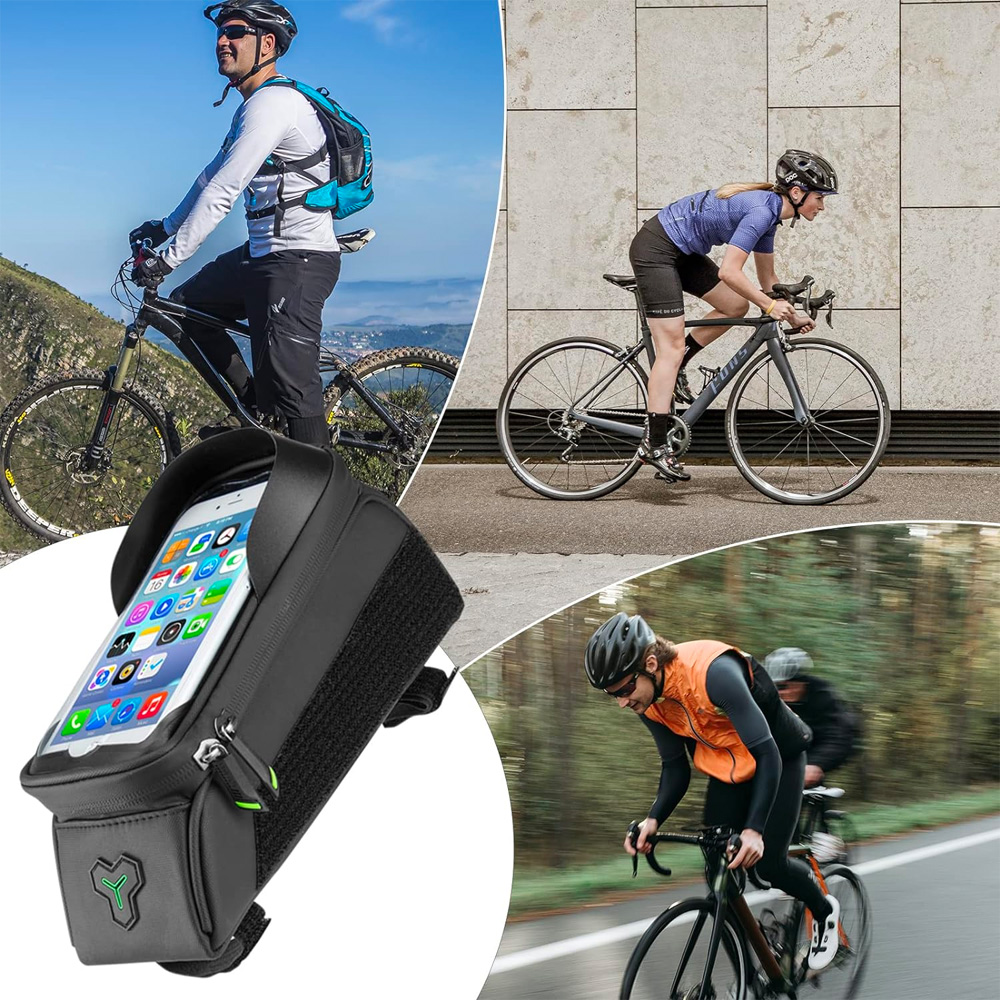 iTok webáruház - RockBros Rockbros 029-1BK kerékpáros váz táska telefontartó fedéllel (fekete) 7 Rockbros 029-1BK bicycle bag for frame with phone cover (fekete)