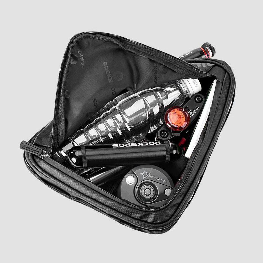 iTok webáruház - RockBros Rockbros B39-2 vízálló vázas kerékpártáska (fekete) 5 Rockbros B39-2 waterproof bicycle bag for frame (fekete)