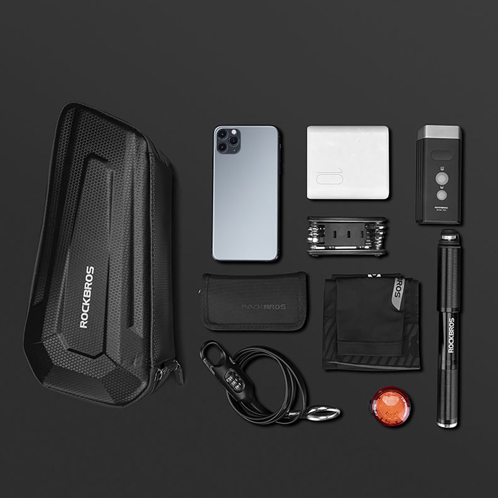 iTok webáruház - RockBros Rockbros B66 vízálló kerékpáros váztáska (fekete) 7 Rockbros B66 waterproof bicycle bag for frame (fekete)